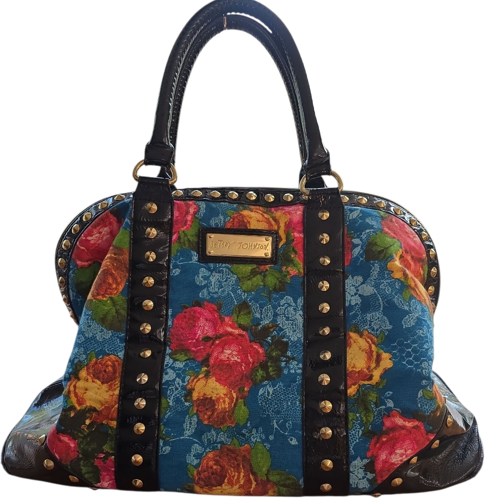 Betsey Johnson Floral Blue and Black Shoulder Bag